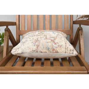 Beige Wool Kantha Patchwork <b>Pillow</b> 14x14 Inch Luxury Vintage Embroidered Fluffy Rustic <b>Throw</b> <b>Pillow</b> for Floor Use - Product Image 5