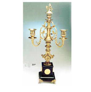 Metal Embossed Design Tall Candelabra With 5 <b>Candle</b> Arm Antique Gold Finished <b>Floor</b> & Entryway Decorated Lighting <b>Candle</b> <b>Holder</b> - Product Image 2