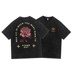 เสื้อยืดผ้าฝ้าย100% ผู้ชาย2024สไตล์วินเทจ250กรัมรุ่นเฮฟวี่เวท3D โอเวอร์ไซส์สำหรับงานปักลายพัฟผ้าถัก - Product Image 2