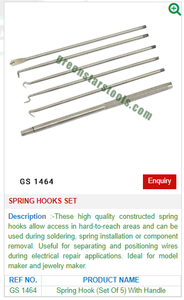 GS 961 Stainless Steel Spring Hook <b>Set</b> for Jewelry for Tools & Equipment Including <b>Pliers</b> - Product Image 2