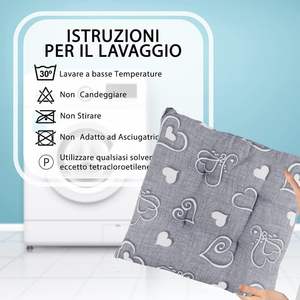 Set di 6 cuscini per sedia con motivo a cuore 40x40cm grigio/rosso/marrone con lacci realizzati in Italia eleganti cuscini di seduta - Product Image 3
