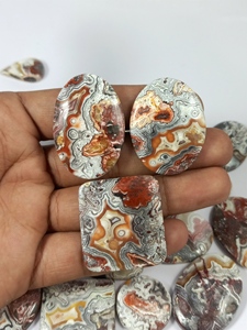 Vente en gros de haute qualité en vrac Moissanite fou dentelle Agate Cabochon cristal naturel Quartz Jade améthyste écraser l'énergie de guérison - Product Image 3