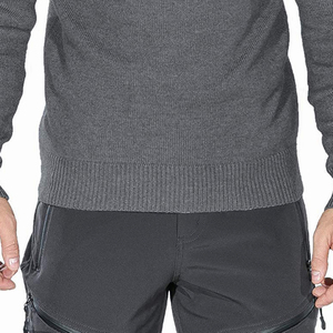 Pull-over à col rond pour homme en coton 100% respirant, couleur unie, manches longues, tricot décontracté pour l'automne et l'hiver - Product Image 2