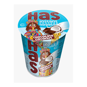 Nouilles instantanées croustillantes au chocolat et à la noix de coco, saveur blé, en pot, 80g, 18% de matières grasses, collation - Product Image 1