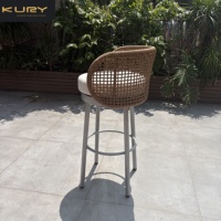 Meubles d'extérieur au design moderne, de haute qualité, pour hôtel, patio, bistrot, café, terrasse, tabouret haut avec coussin, chaise de bar en corde