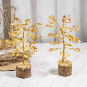 Arbre en pierre d'aventurine jaune 100 % authentique, fait main, au design charmant, qualité garantie, idéal pour la décoration intérieure - Product Image 6