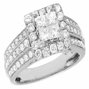 Anillo de plata esterlina S925 con diseño cuadrado de diamante Moissanite redondo y Princesa para mujer - Product Image 1