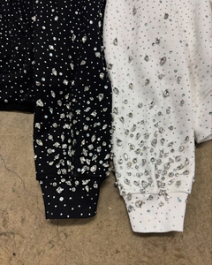 Personnalisation Hommes 100% Coton Strass Zip up Hoodies Full Rhinestones Zipper-Up Hommes Hoodies Personnalisation Design Logo - Product Image 6