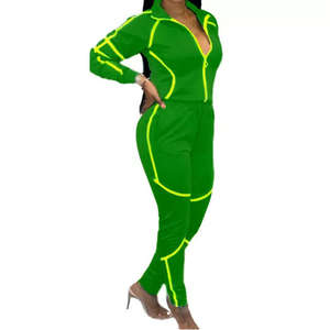 Conjunto Deportivo de Invierno para Mujer de Alta Calidad, con Cremallera, Pantalones Holgados de Cintura Alta Elástica y Top, Dos Piezas - Product Image 3