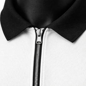 Polo con Cierre para Hombre, Estilo Urbano, con Estampado de Llamas en el Borde, Cuello Bicolor, Transpirable, de Secado Rápido, con Gráficos Sublimados - Product Image 6