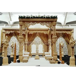 趋势婚礼双柱木制曼达普装饰古吉拉特婚礼双杆曼达普婚礼