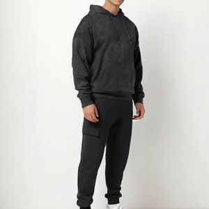 OEM Vente en gros Meilleur sweat à capuche unisexe en coton tricoté de haute qualité 2026, 300 g/m², surdimensionné, logo personnalisé, noir, poids lourd, pour hommes - Product Image 5