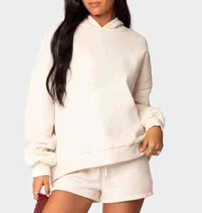 Sweat-shirt décontracté pour femme en molleton de coton épais et respirant, écologique, couleur unie, confortable - Product Image 5