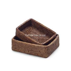 Plateau en rotin de style bohème vietnamien, vente en gros, design flexible fait main pour le service et la décoration intérieure - Product Image 3