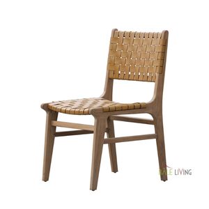 Offre Spéciale Chaise de salle à manger rétro en bois massif avec chaise tressée en rotin pour salon Chaise simple et relax Corse du fabricant - Product Image 1