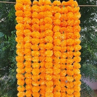 Deewali Marigold Untaian Bunga Garland untuk Dekorasi Pesta Pernikahan Natal Diwali Di Indian Warna Campuran Dekoratif Buatan