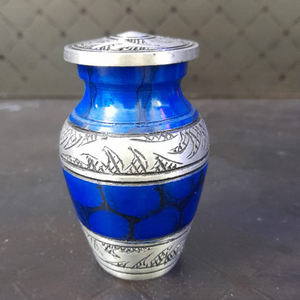 โกศเผาศพสำหรับขี้เถ้ามนุษย์ชุดผู้ใหญ่หญิงชาย4ชิ้นประกอบด้วยกล่องกำมะหยี่สีฟ้าของที่ระลึก - Product Image 1