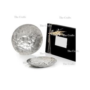 Different Sizes <b>Set</b> Of 2 <b>Dessert</b> Serving <b>Bowls</b> In Aluminium Silver Color Decorative <b>Bowls</b> At Cheap Price - Product Image 1