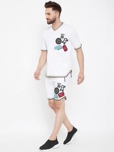 Ensemble deux pièces personnalisé en polyester/coton pour hommes-Survêtement de printemps décontracté à séchage rapide T-shirt et short avec logo imprimé de haute qualité - Product Image 4