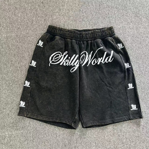 Acid Wash Hommes Jogging Shorts Impression Personnalisée Français Terry Streetwear Coton Vintage Sweat Shorts - Product Image 1
