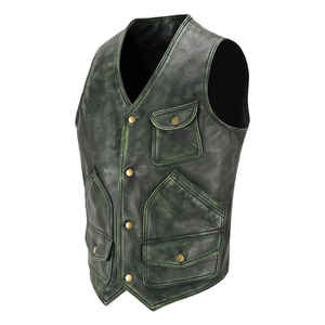 Handmade Genuine Cowhide <b>Leather</b> Motorbike Vest Best Quality Custom Design Breathable Stylish High Street Style Eco-Friendly - Product Image 2