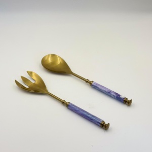 Ensemble de couverts vintage de luxe de haute qualité, finition plaquée or, acier inoxydable, pour la maison et la cuisine d'hôtel - Product Image 3