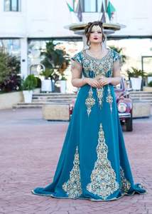 2024 élégante robe caftan marocaine magnifiquement brodée stylisée Dabka travail avec perles de verre cristal Lehenga Choli - Product Image 2