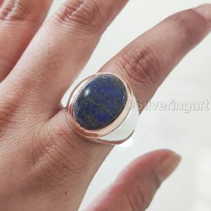 Anillo de Plata de Ley 925 con Lapislázuli Afgano Natural para Hombre, Venta al por Mayor, Regalo de Navidad, Todas las Tallas, Joyería Fina Árabe - Product Image 3
