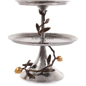 Soporte de pastel de lujo de boda recubierto de polvo de color blanco y diseñador de lujo único chapado en oro de alta calidad fundido de aluminio de la India - Product Image 2