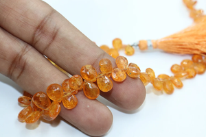 Cuentas de granate AAA Spessartite 5*7mm FORMA DE Rondelle cuentas de pera facetadas naturales con color granate Fanta - Product Image 3