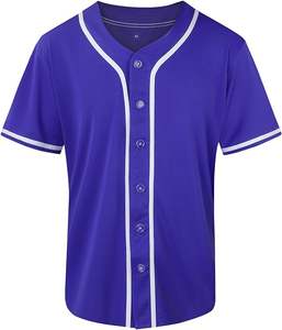 Camiseta de Béisbol Lisa con Botones, Manga Corta, Cuello en V, Ribeteado, Uniforme de Equipo MICR@TECH SPORTS MTS-BJ-010 para Adultos y Jóvenes - Product Image 5