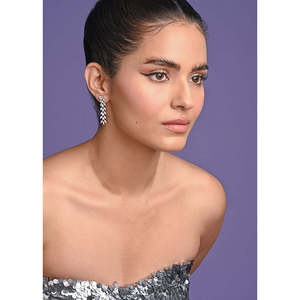 NOVAMART Fine 925 Sterling <b>Silver</b> <b>Drop</b> <b>Earrings</b> Aiza Dangler Trendy Feather Design for Wedding Party Gift Features Zircon Pearl - Product Image 3