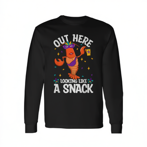 Mardi Gras Long Sleeve T-Shirt with Snack Bougie Crawfish Design Out Here Looking Like a Party Supply - Product Image 1