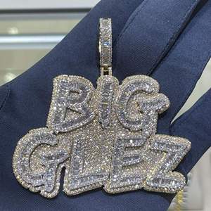 Colgante con Nombre Personalizado Big Glez con Incrustaciones de Moissanita VVS, Chapado en Oro, Plata de Ley, Joyería Hip Hop de Lujo - Product Image 2
