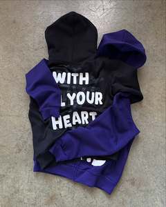 เสื้อฮู้ดผ้าคอตตอนแนวสตรีทมีซิปลายปักโลโก้ที่กำหนดเองเสื้อมีฮู้ดผ้าคอตตอนใส่สบาย - Product Image 4