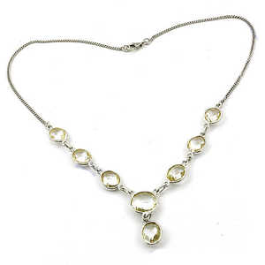 Collier en argent 925 avec citrine pour femmes, bijoux élégants en cristal de pierres précieuses - Product Image 1