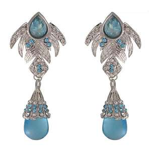 Kriaa Fine Dangle Earrings <b>Blue</b> Austrian Stone Silver Plated 1301217 - Product Image 1