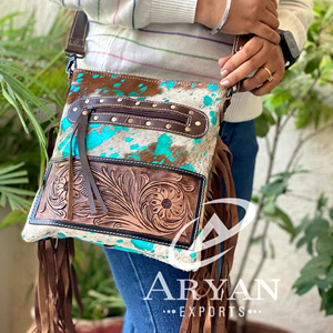 กระเป๋าขอบโลหะเทอร์ควอยซ์สไตล์ตะวันตก,กระเป๋าถือหนังกระเป๋ามีสไตล์สำหรับผู้หญิง - Product Image 1