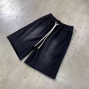 New Customized Logo <b>Black</b> Acid Washed 100% Cotton Shorts Quick Dry Breathable Anti-UV Eco-Friendly Elastic Waist Side Pockets - Product Image 4