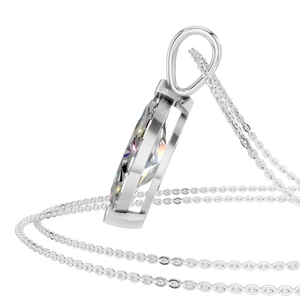 Pendentif en diamant marquise en moissanite plaqué or 14 carats en or massif Collier pour femme Bijoux de fiançailles et de mariage - Product Image 2