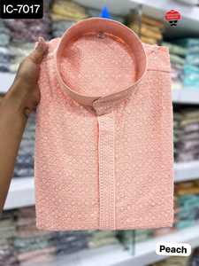 Indian Traditional Wear Chikan Work Kurta for all Beautiful Cccasions with Multiple Colors are Available for Men's Wear Kurta - Product Image 3