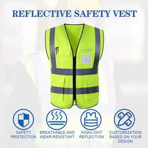 Chaleco DE SEGURIDAD reflectante con cremallera Chaleco de Seguridad de Tráfico de bolsillo multifuncional negro de alta visibilidad Chaleco de seguridad con logotipo - Product Image 4