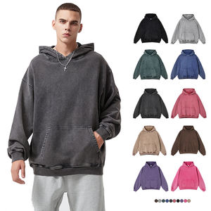 Personnalisé surdimensionné français éponge 100% coton délavé à l'acide Vintage sweats à capuche lourds sans ficelle en gros 420 Gsm sweats à capuche pour hommes - Product Image 1