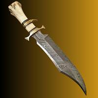 Couteau de survie Bowie en acier Damas pour la chasse, le camping et la randonnée, durable et multi-usages, avec manche en os de chameau