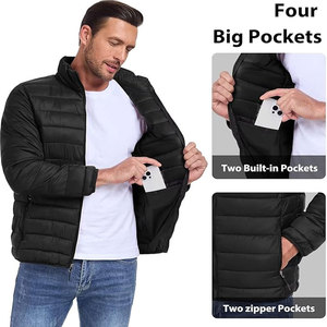 Ultimate Winter Puffer <b>Jacket</b> with Stand Collar Windproof Hoodie Full Zipper Front Pockets-Custom Size <b>Lightweight</b> Warmth - Product Image 4