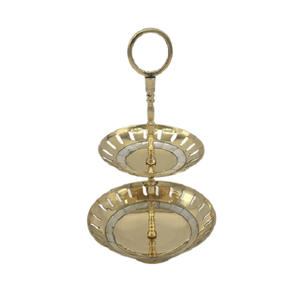 Soporte de postre de pastel de latón de tres niveles Diseño de tendencia Soporte de servicio de frutas de pastel de forma redonda al precio más barato - Product Image 2