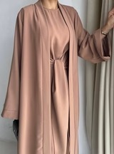 Abaya Casual de Satén Moderna para Mujer, Tela Suave y Brillante, Elegante, Larga hasta el Suelo, Manga Larga, para Fiestas, Eventos, Uso Diario Modesto - Product Image 2