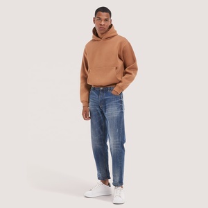 Oversized Regular Sleeves Drop Shoulder Heavyweight Boxy Fit Cropped <b>Pullover</b> <b>Men</b> Winter Hoodie Sweatshirt - Product Image 1