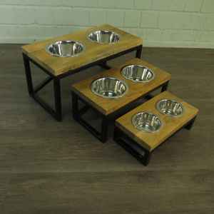 Comederos para Perros de Acero Inoxidable de Primera Calidad en Soporte de Madera Maciza, Estación de Alimentación para Mascotas - Product Image 3