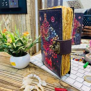 Handmade Retro Leather Journal Vintage Sketchbook Watercolor Notebook Saddle Stitched <b>Travel</b> <b>Diary</b> for Artists & Writers - Product Image 3